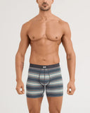 Saxx Men's Vibe Xtra Soft Comfort Boxer Brief w/Fly Baja Stripe Dark Sage