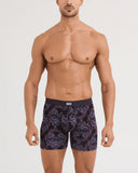 Saxx Men's Vibe Xtra Soft Comfort Boxer Brief w/Fly Skull Brocade Black