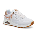 Skechers Girls Uno Gen 1 - She's Charming White/Rose Gold Shoe