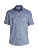 Soul Of London Men's SS Cotton Stretch Trim Fit Navy Shirt