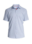 Soul Of London Men's SS Performance Microfiber Trim Fit Blue Shirt
