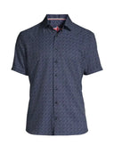 Soul Of London Men's SS Performance Microfiber Trim Fit Navy Shirt