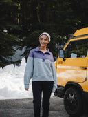 Ten Tree Ladies Milner Mock Neck Smokey Violet/Harbour Grey Heather Sweatshirt