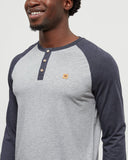 Ten Tree Men's Harbour Grey Heather/Midnight Blue Heather Baker Longsleeve Henley