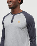 Ten Tree Men's Harbour Grey Heather/Midnight Blue Heather Baker Longsleeve Henley