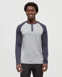 Ten Tree Men's Harbour Grey Heather/Midnight Blue Heather Baker Longsleeve Henley