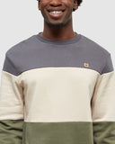 Ten Tree Men's Blocked Raynard Graphite/Warm Oak/Deep Olive Crewneck Sweatshirt