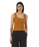 Ten Tree Ladies Golden Brown Rib Button Front Tank