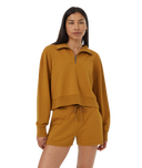 Ten Tree Ladies Golden Brown SoftTerry Light 1/4 Zip Fleece