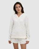 Ten Tree Ladies Cotton White Flash Stripe Shore Hoodie
