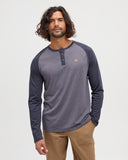 Ten Tree Men's Baker Henley Midnight Blue Heather/Shadow Heather Longsleeve