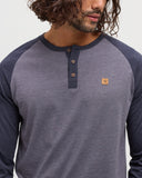 Ten Tree Men's Baker Henley Midnight Blue Heather/Shadow Heather Longsleeve