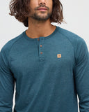 Ten Tree Men's Baker Henley Pacific Teal Heather Longsleeve