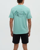Ten Tree Men's Turquoise Sky/Dark Turquoise Haiti Palm Overlay Tshirt