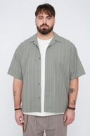 Thickems Men's Thyme Seersucker Stripe Short Sleeve Shirt