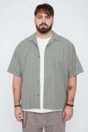 Thickems Men's Thyme Seersucker Stripe Short Sleeve Shirt