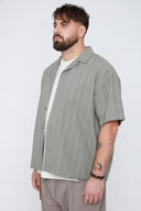 Thickems Men's Thyme Seersucker Stripe Short Sleeve Shirt