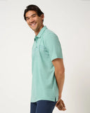 Travis Mathew Men's Performance Jersey Ocean Heather Bright Aqua Golf Polo