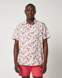 Travis Mathew Men's Techwoven Fairway Fit Italian Sand Button Up SS Shirt