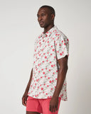 Travis Mathew Men's Techwoven Fairway Fit Italian Sand Button Up SS Shirt