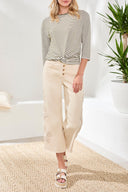 Tribal Ladies Rainforest 3/4 Sleeve Boatneck Top w/Knot Detail