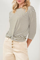 Tribal Ladies Rainforest 3/4 Sleeve Boatneck Top w/Knot Detail
