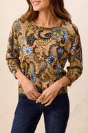 Tribal Ladies 3/4 Sleeve Soft Yarn Aloe Crew Neck Sweater