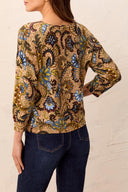 Tribal Ladies 3/4 Sleeve Soft Yarn Aloe Crew Neck Sweater