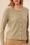 Tribal Ladies Aloe Crew Neck LS Cardi Top