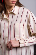 Tribal Ladies Antique White Oversized Shirt w/Specialty Sleeve