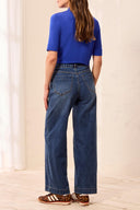Tribal Ladies Audrey Button Fly Wide Crop Dusk Jean