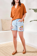 Tribal Ladies Audrey Girlfriend Blue Charm Short w/Embroidery