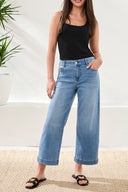 Tribal Ladies Audrey Hugging Wide Coastal Blue Crop Jean