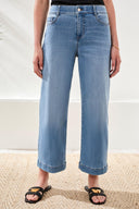 Tribal Ladies Audrey Hugging Wide Coastal Blue Crop Jean