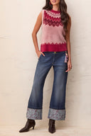 Tribal Ladies Audrey Palazzo Blue Iris Jean w/Printed Cuffs