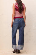 Tribal Ladies Audrey Palazzo Blue Iris Jean w/Printed Cuffs