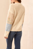 Tribal Ladies Azure Crew Neck Sweater w/Embroidery