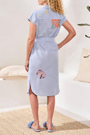 Tribal Ladies Baja Blue Placement Embroidery Shirt Dress