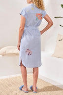 Tribal Ladies Baja Blue Placement Embroidery Shirt Dress