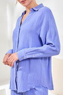 Tribal Ladies Baja Blue Raglan Sleeve Shirt w/Raw Edge Hem