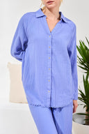 Tribal Ladies Baja Blue Raglan Sleeve Shirt w/Raw Edge Hem