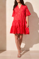 Tribal Ladies Bayberry Mixed Pattern Eyelet Dress