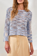 Tribal Ladies Bell Sleeve Open Stitch Crewneck Saltwater Sweater