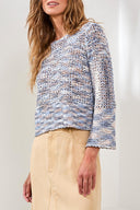 Tribal Ladies Bell Sleeve Open Stitch Crewneck Saltwater Sweater