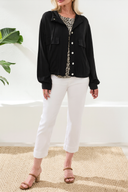 Tribal Ladies Black Button Front Jacket w/Hood