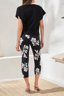 Tribal Ladies Black Cap Sleeve Crew Neck top