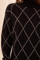 Tribal Ladies Black Mock Neck Sweater Dress
