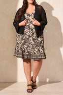 Tribal Ladies Black Size Inclusive Bell Sleeve Open Stitch Sweater Cardigan
