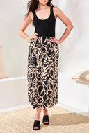 Tribal Ladies Black Sleeveless Twofer Dress