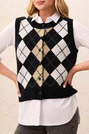 Tribal Ladies Black Sweater Vest w/Buttons
